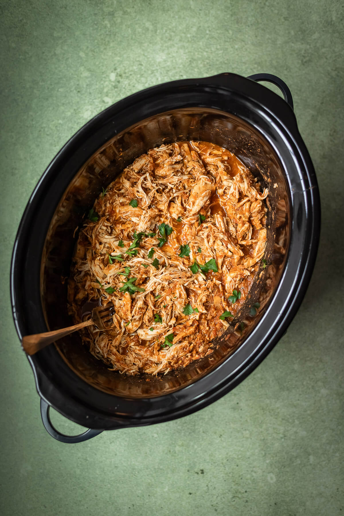 slow cooker salsa chicken in a crockpot