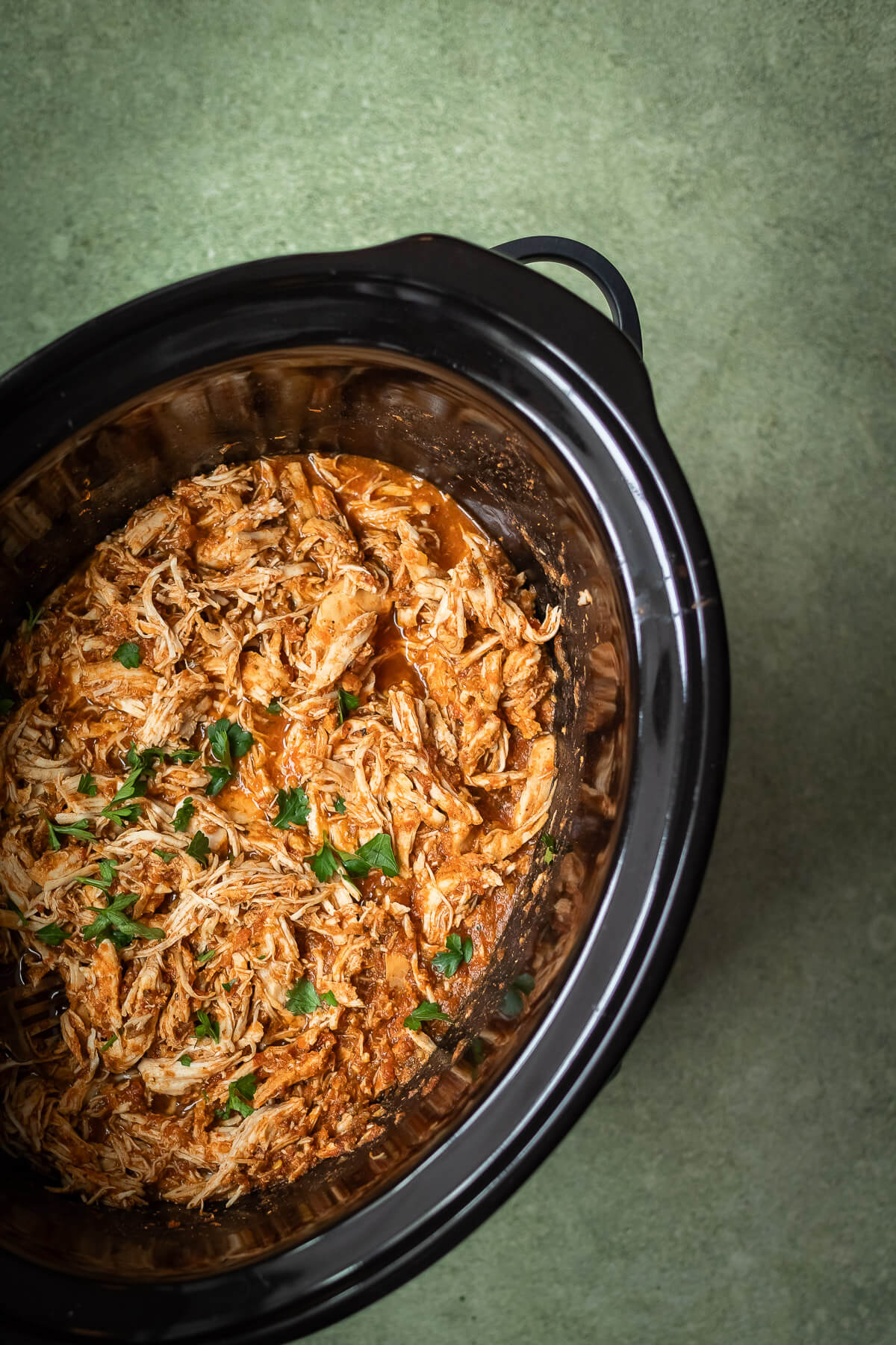 slow cooker salsa chicken in a crockpot